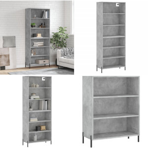 vidaXL Hoge kast 69,5x32,5x180 cm bewerkt hout betongrijs - Hoge Kast - Hoge Kasten - Dressoir - Opbergrek
