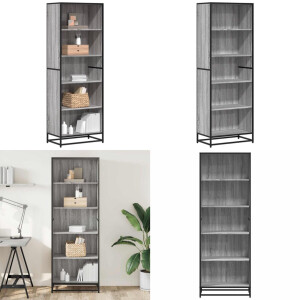 vidaXL Boekenkast 60x35x170,5 cm bewerkt hout grijs sonoma eikenkleur - Boekenkast - Boekenkasten - Boeken Plank - Schappenkast
