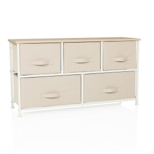 Ladekast FOLDAR 100x30x55cm 5 vakken beige hjh LIVING
