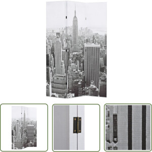 vidaXL Paravent - Kamerverdeler - Kamerscherm New York bij daglicht 120x170 cm zwart en wit - Scheidingswand - Fotoprint - New York