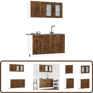 vidaXL Keukenkastenset Kalmar - 4-delig - Gerookt Eiken Keuken Kasten - Houten Keukenkasten - Keukenopstelling - Keukenmeubels - Kalmar Serie