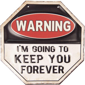 Clayre & Eef Tekstbord 30x30 cm Zwart Wit Ijzer Warning Wandbord