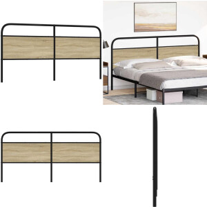vidaXL Hoofdbord 200 cm staal en bewerkt hout sonoma eikenkleurig - Bed Hoofdbord - Bedhoofdbord - Hoofdbord Bed - Hoofdeinde Bed