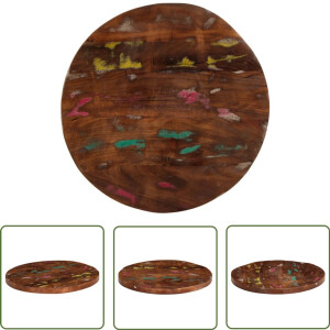 vidaXL Ronde Tafel - Houten Tafelblad - Tafelblad rond Ø 50x1,5 cm massief gerecycled hout - Vintage Tafel - Ecologisch Tafelblad - Recycle Materiaal