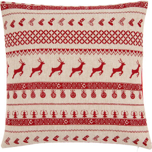 Clayre & Eef Kussenhoes 40x40 cm Rood Katoen Rendieren