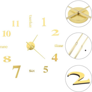 vidaXL - 3D-wandklok - 100 - cm - XXL - modern - goudkleurig