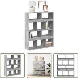 vidaXL Houten Boekenkast - Boekenkast - Boekenkast 100x33x125,5 cm bewerkt hout grijs sonoma eikenkleur - Grijze Boekenkast - Sonoma Eiken - Opbergkast