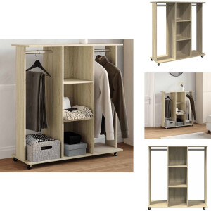 vidaXL Kledingkast - Kledingkasten - Klerenkast - Garderobekast - Kledingkast met wielen 102x38x110 cm bewerkt hout sonoma eiken