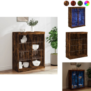 vidaXL Dressoir - Dressoirs - Buffet - Dressoirkast - Dressoir met LED-verlichting 81x37x100 cm gerookt eikenkleurig