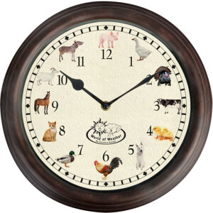 Esschert Design Klok met boerderijdierengeluiden