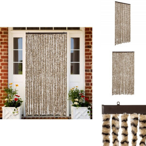 vidaXL Vliegengordijn - Vliegengordijnen - Vliegengordijn Deur - Deurgordijn - Vliegengordijn 100x230 cm chenille beige en bruin