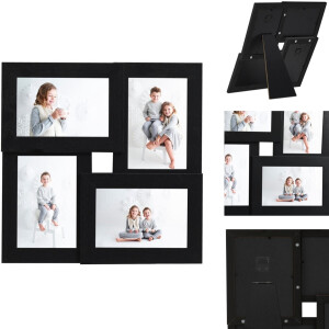 vidaXL Fotolijst - Fotolijsten - Lijst - Lijsten - Fotolijst voor 4x(13x18 cm) foto MDF zwart