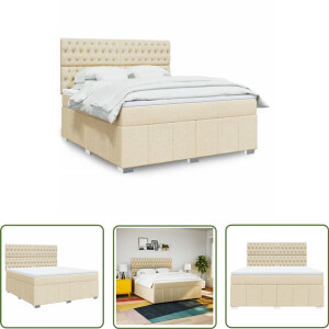 vidaXL Matras - Boxspring - Boxspring met matras stof crèmekleurig 180x200 cm - Slaapcomfort - Creme Kleurig - Pocketvering