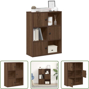 vidaXL Houten Boekenkast - Boekenkast - Boekenkast 60x24x76,5 cm bewerkt hout bruin eikenkleurig - Bibliotheekkast - Opslagoplossing - Woonaccessoires