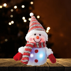 Rode sneeuwpop met veranderde kleuren LED verlichting 15 cm