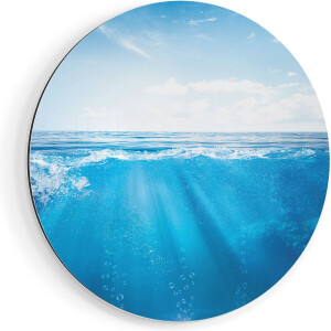 Artaza Dibond Muurcirkel Helder Blauwe Zee Onder Water - Ø 70 cm - Wandcirkel - Rond Schilderij - Voor Binnen en Buiten