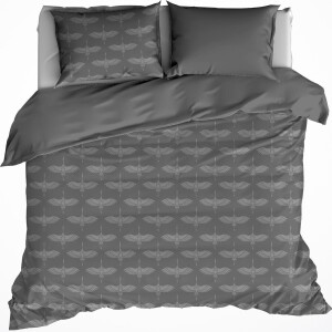 De Witte Lietaer Dekbedovertrek Katoen Flanel Crane - Lits Jumeaux - 240 x 220 cm - Grijs