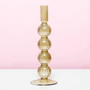 Kandelaar - Glas Bollen Lichtbruin Groot