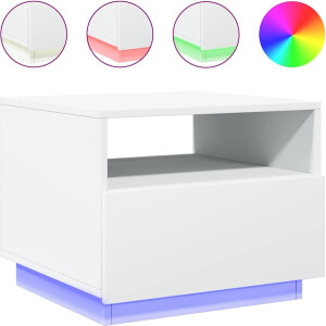 vidaXL - Salontafel - met - LED-verlichting - 50x49x40 - cm - wit