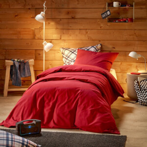 De Witte Lietaer Dekbedovertrek Laura Burgundy - Eenpersoons - 140 x 200/220 cm - Katoen Flanel
