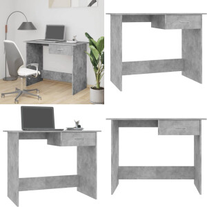 vidaXL Bureau 100x50x76 cm bewerkt hout betongrijs - Bureau - Bureaus - Tafel - Tafels