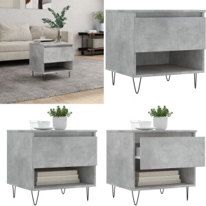 vidaXL Salontafel 50x46x50 cm bewerkt hout betongrijs - Salontafel - Salontafels - Tafel - Bijzettafel