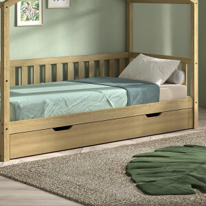 Bedlade Dallas - Massief Eikenhout - Vipack - Bedlades - Bruin - Hout
