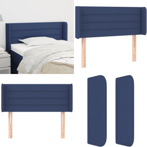 vidaXL Hoofdbord met randen 83x16x78/88 cm stof blauw - Hoofdbord - Hoofdborden - Hoofdeinde - Houten Hoofdbord