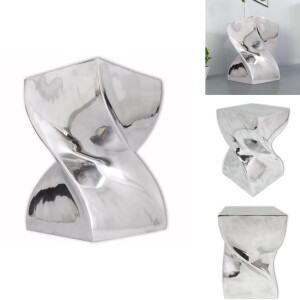 vidaXL Kruk - Krukken - Bijzettafel - Bijzettafels - Kruk/bijzettafel in gedraaide vorm zilver aluminium