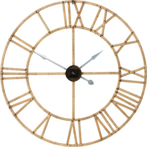 J-Line klok Roman - rotan/metaal - naturel - large - Ø 100 cm