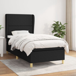 vidaXL - Boxspring - met - matras - stof - zwart - 100x200 - cm
