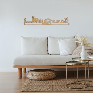 Skyline Brielle Eikenhout 90 Cm Wanddecoratie Voor Aan De Muur Met Tekst City Shapes