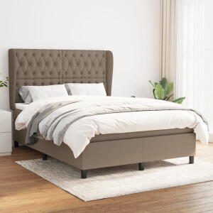 vidaXL - Boxspring - met - matras - stof - taupe - 140x200 - cm