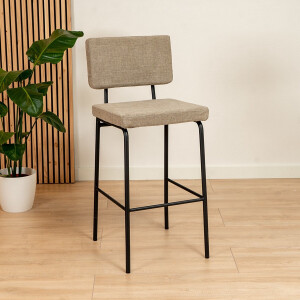 Bronx71® Scandinavische barkruk Espen taupe gerecyclede stof 64-77 cm - Barkrukken set van 4 - barstoel