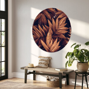 Label2X - Muurcirkel brown plant - Ø 30 cm - Dibond - Multicolor - Wandcirkel - Rond Schilderij - Muurdecoratie Cirkel - Wandecoratie rond - Decoratie voor woonkamer of slaapkamer