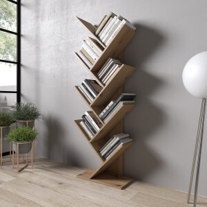 Meubella - Mirabelle - Boekenkast - Eikenpatroon - 49x24x149 cm