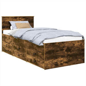 vidaXL - Dagbed - Gerookt - Eiken - en - Zwart - 100 - x - 200 - cm - Bewerkt - hout