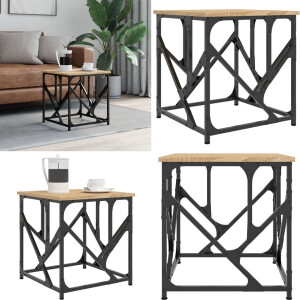 vidaXL Salontafel 45x45x47,5 cm bewerkt hout sonoma eikenkleurig - Salontafel - Salontafels - Tafel - Bijzettafel