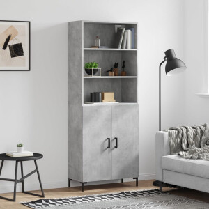 vidaXL Opbergkast - Hoge Kast - Hoge kast 69,5x34x180 cm bewerkt hout betongrijs - Houten Kast - Grijze Kast - Living Room Furniture