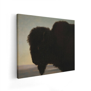 Artaza Canvas Schilderij Bizon - 100x80 cm - Wanddecoratie Dieren - Muurdecoratie Natuur - Decoratie Zonsondergang - Schilderijen Op Canvas