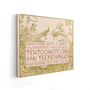Artaza Canvas Schilderij Pauw - 50x40 cm - Vintage Wanddecoratie - Muurdecoratie Van Hoytema - Botanisch Decoratie Woonkamer