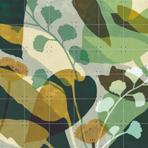 IXXI Leaves Green, Lotte Dirks - 120 x 120 cm - Gratis ophangtool - Grote wanddecoratie en posters - Digitale Kunst, Abstract, Grafisch Ontwerp