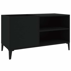 vidaXL - Platenkast - 84,5x38x48 - cm - bewerkt - hout - zwart