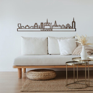 Skyline Leuven Notenhout 130 Cm Wanddecoratie Voor Aan De Muur Met Tekst City Shapes