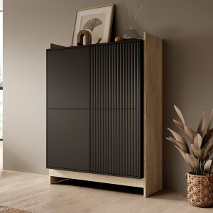 Meubella - Dressoir Benz - Zwart - 100 cm