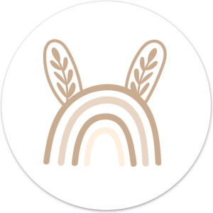 Label2X - Muurcirkel kids regenboog bunny - 30 cm - Forex - Multicolor - Wandcirkel - Rond Schilderij - Muurdecoratie Cirkel - Wandecoratie rond - Decoratie voor woonkamer of slaapkamer