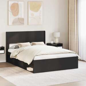 vidaXL - Bedframe - met - opbergruimte - en - hoofdbord - Zwart - 120 - x - 200 - cm