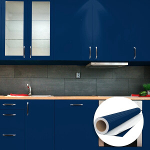 Waterdichte zelfklevende vinylsticker op rol per meter - Afwasbare sticker voor keuken, meubels, kasten, deuren - 60 cm x 4 m - Donkerblauw