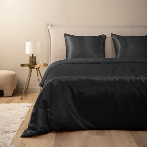 Fresh & Co Silk Satin Dekbedovertrek - Antraciet - Eenpersoons - 140x220 cm