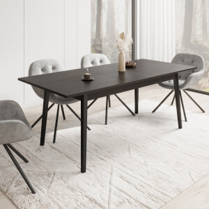 Meubella - Eetkamertafel Monor - Zwart eiken - 200 cm - Uitschuifbaar